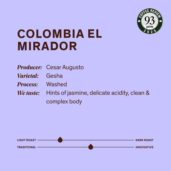 Gesha-Colombia El Mirador Best of Tolima Auction Lot 4oz